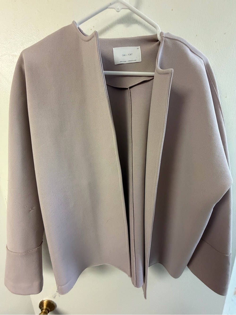 Oak + Fort Women's Light Mauve Open Front jacket